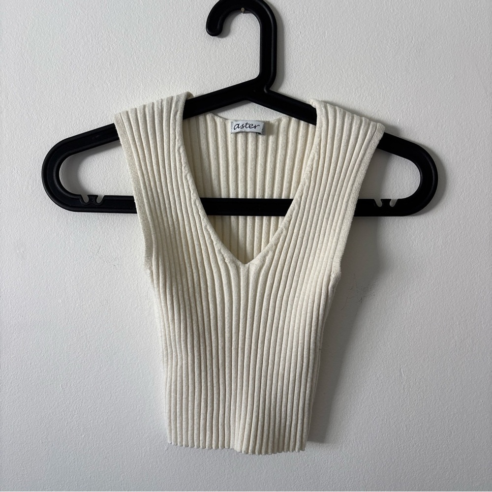 Women's Cream Ribbed Tank Top